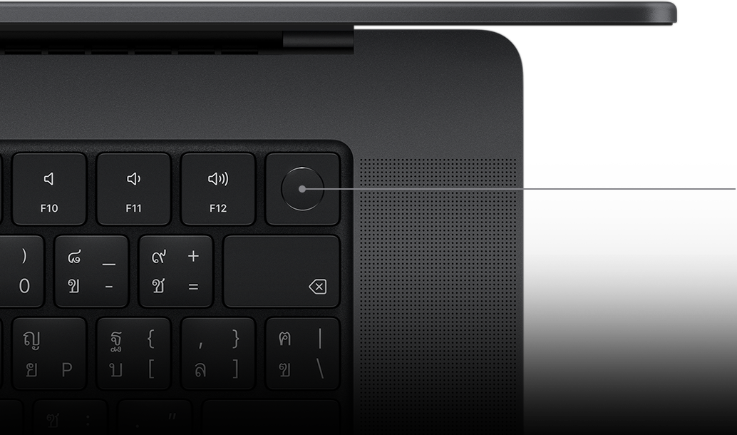 ตัวชี้แสดงปุ่ม Touch ID บน Magic Keyboard
